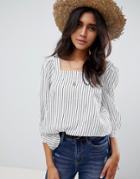 Warehouse Blouse With Square Neck In Stripe - Multi