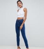 Asos Design Tall Ridley High Waist Skinny Jeans In Flat Blue Wash - Blue