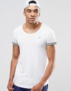 Ringspun Scoop Neck Beach T-shirt With Roll Cuffs Co-ord - White