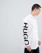Hugo Exploded Logo Sleeve Shirt In White - White