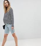 Bandia Maternity Over The Bump Boyfriend Shorts With Removable Bump Band - Blue