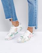 New Look All Over Floral Lace Up Sneaker - Pink