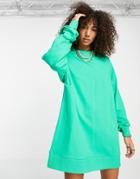 Asos Design Oversized Sweat Hoodie Mini Dress In Bright Green