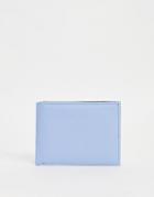 Asos Design Foldover Card Wallet In Pale Blue Saffiano-blues