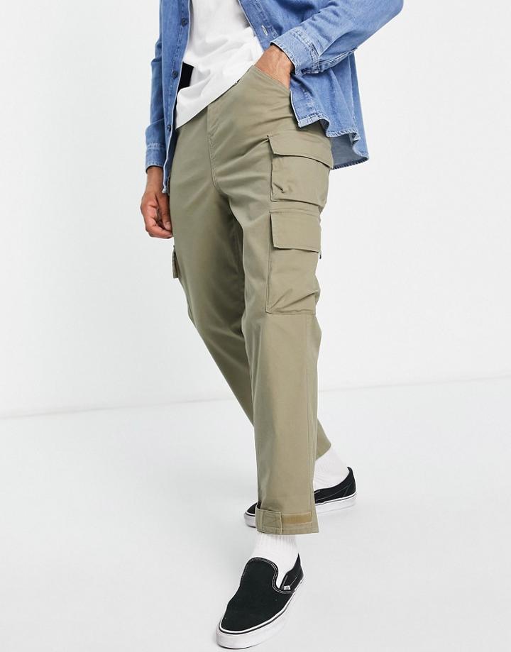 Asos Design Skater Cargo Pants In Light Khaki-green