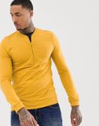 Asos Design Muscle Sweatshirt With Half Zip In Yellow - Yellow