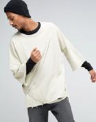 Granted Oversized 3/4 Length Sweatshirt With Straps - Blue