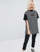 Lazy Oaf Oversized T-shirt In Stripe With Irregular Embroidery - Multi