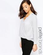 New Look Petite Wrap Front Top - Gray