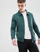 Asos Design Jersey Harrington Jacket In Green - Green