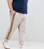 Asos Design Plus Slim Pants With Front Stripe In Mushroom - Beige