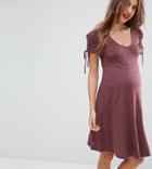 New Look Maternity Puff Sleeve Jersey Dress - Purple