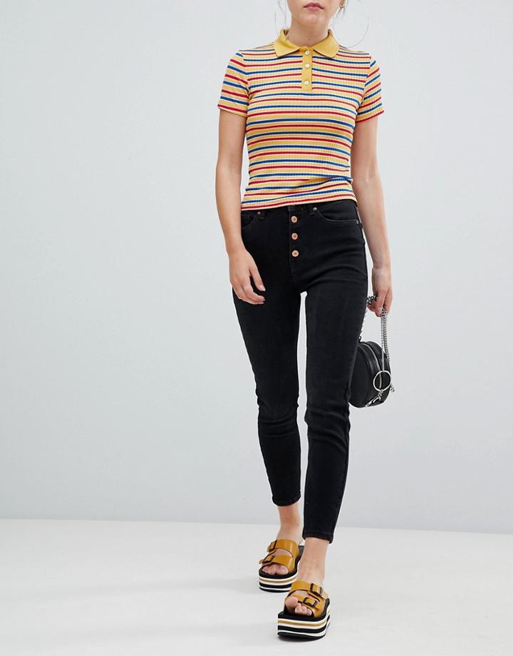 Bershka 4 Button Skinny Jean - Black