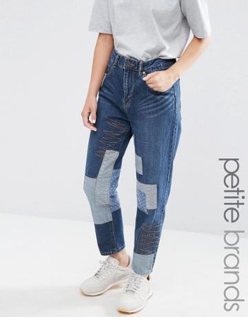Waven Petite Aki Patchwork Boyfriend Jean - Blue