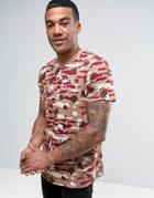 New Era T-shirt With All Over Camo Print - Stone