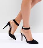 Qupid Clear Strap Pointed Heels - Black