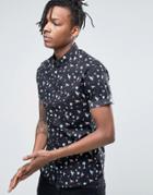Asos Skinny Shirt With Beach Print - Black