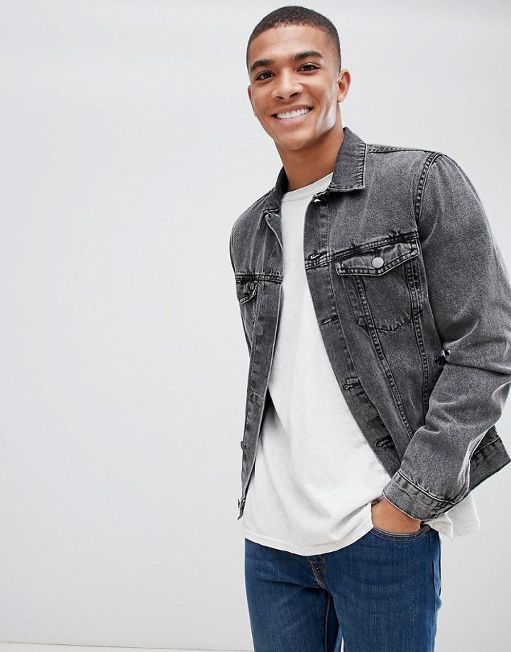 New Look Denim Jacket In Gray Wash - Gray