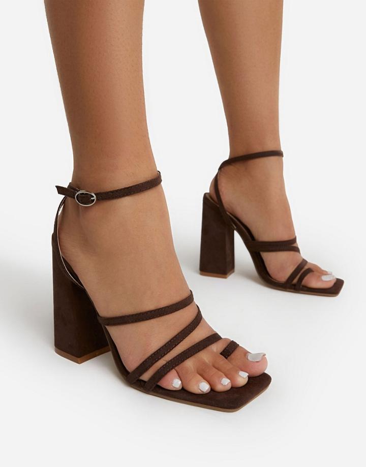 Ego Octavia Block Heel Sandals In Chocolate-brown