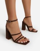 Ego Octavia Block Heel Sandals In Chocolate-brown