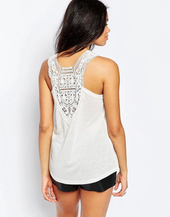 Brave Soul Tank With Crochet Back - Cream