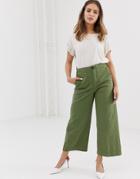 Bershka Patched Pocket Utility Pants In Green - Green