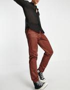 Asos Design Set Slim Smart Sweatpants With Retro Stripe In Rust-brown