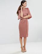 Asos Wiggle Dress In Satin With Split Sleeve - Pink