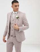 Asos Design Wedding Skinny Stretch Cotton Suit Jacket In Mink - Beige