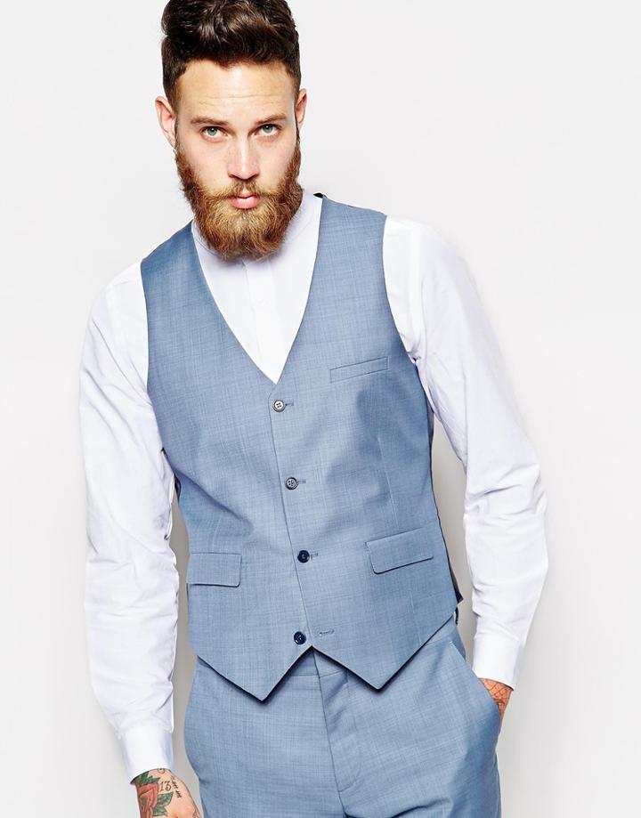 Asos Slim Vest In Blue - Blue