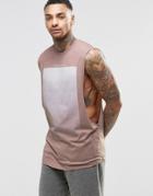 Asos Longline Sleeveless T-shirt With Extreme Dropped Armhole - Pink