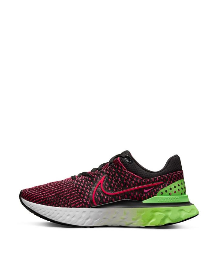 Nike Running React Infinity Run Flyknit 3 Sneakers In Siren Red/black