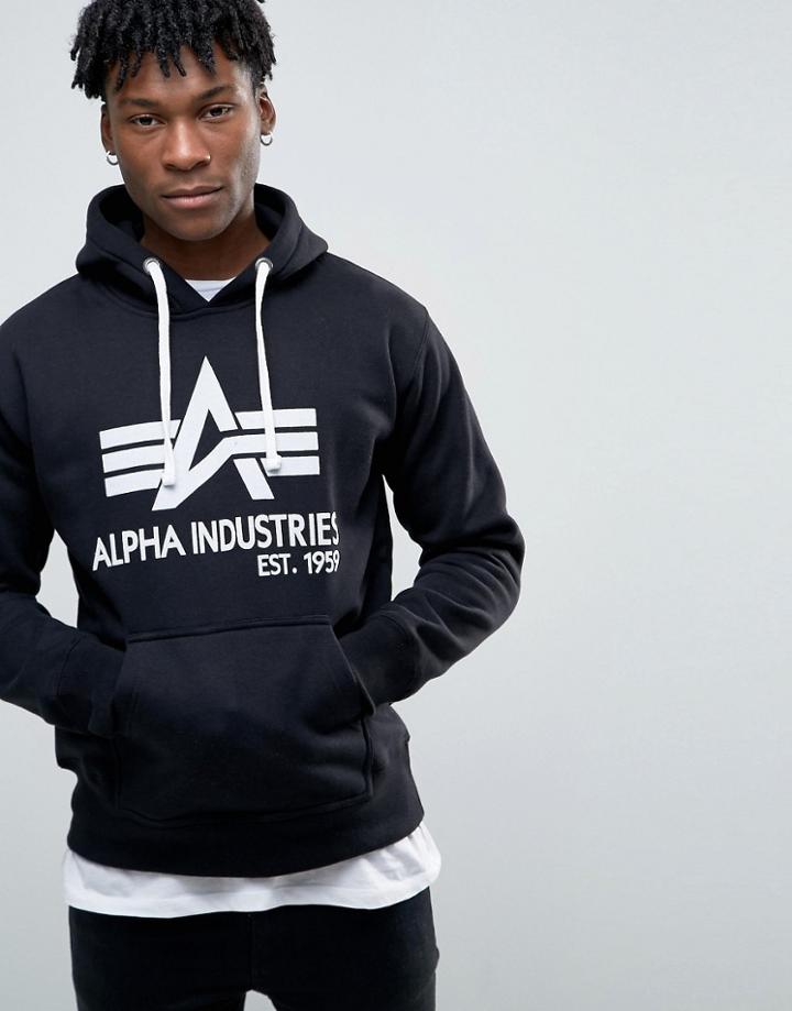 Alpha Industries Hoodie With Big A Logo In Black - Black