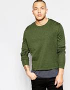 Asos Cotton Sweater In Cropped Fit - Khaki