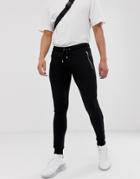 Asos Design Super Skinny Sweatpants With Zips In Black