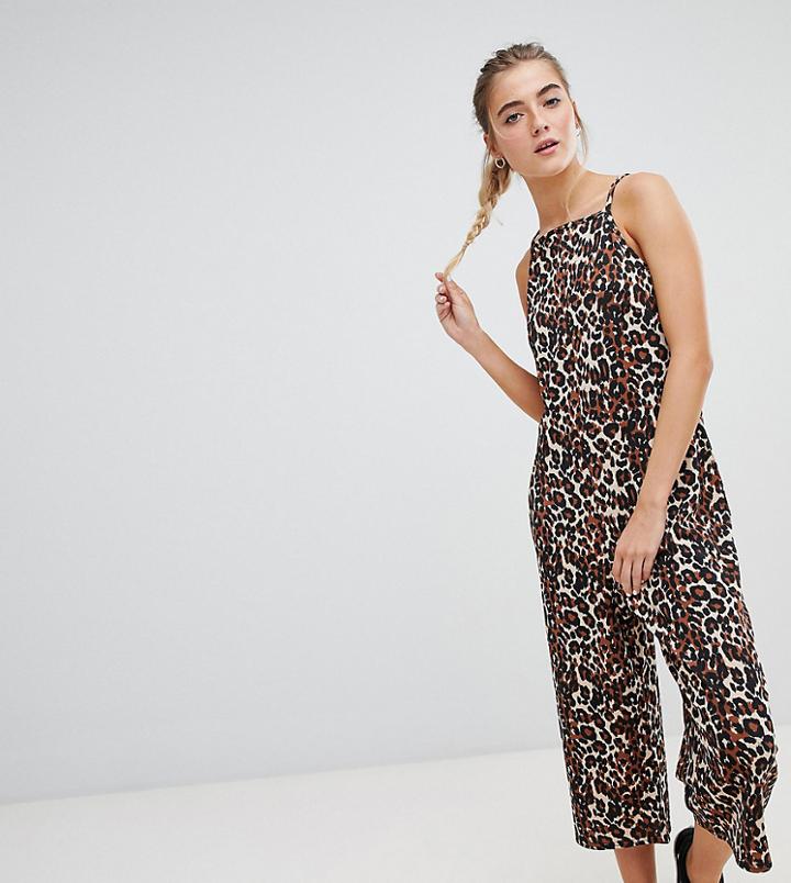 Daisy Street Leopard Print Jumpsuit - Brown