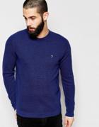 Farah Sweater With Waffle Knit Regular Fit - Blue