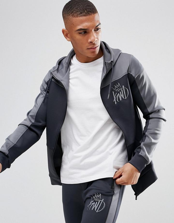 Kings Will Dream Track Hoodie In Gray With Contrast Panel - Gray