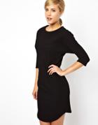 Asos Pencil Dress In Texture With Batwing Sleeve - Black