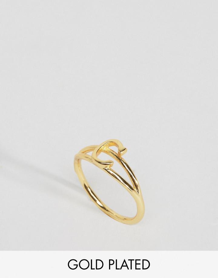 Rock N Rose Monogram Initial C Ring - Gold