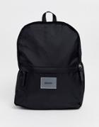 Asos Design Backpack In Black With Rubber Patch