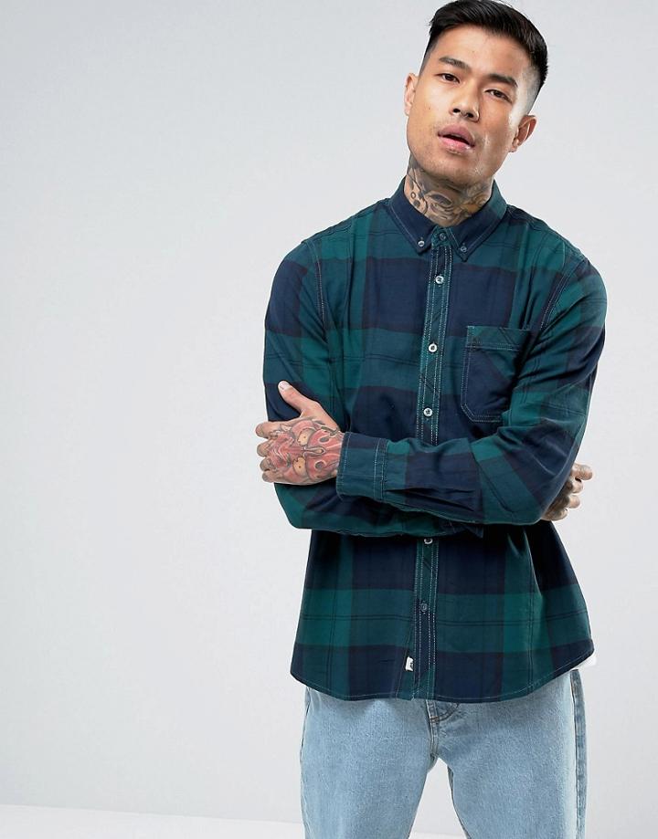 Element Buffalo Flannel Shirt In Green Check - Green