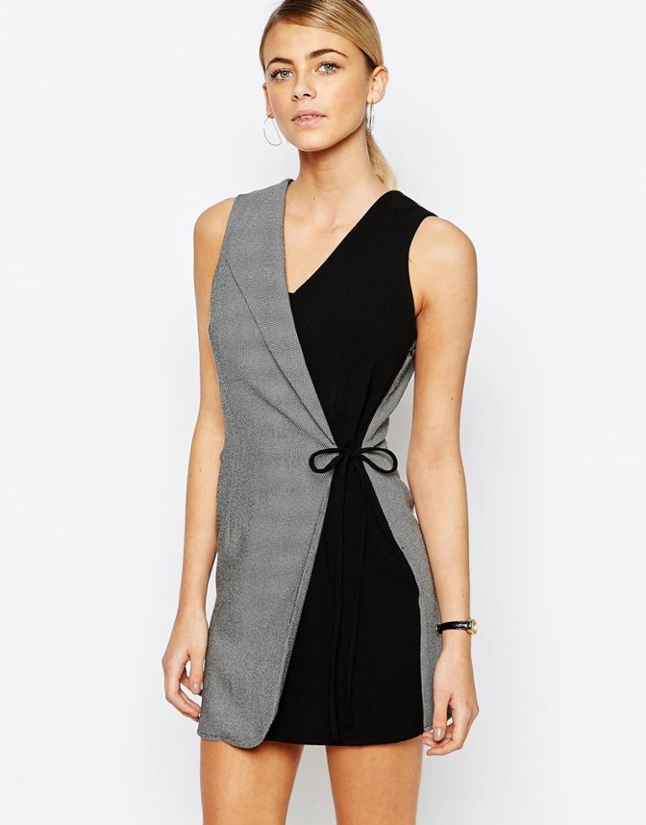 Love Overlay Tuxedo Dress In Fishbone