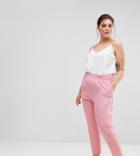 Asos Curve High Waist Tapered Pants - Pink