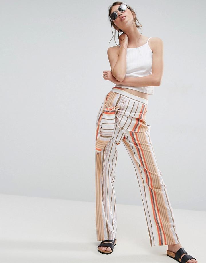 Asos Tie Side Striped Peg Pants - Multi