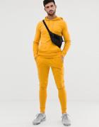 Asos Design Tracksuit Muscle Hoodie/extreme Super Skinny Sweatpants In Yellow - Yellow