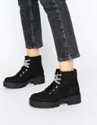 Pull & Bear Lace Up Work Boot - Black
