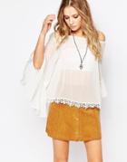 Ax Paris Boho Off Shoulder Top In Floral - Cream