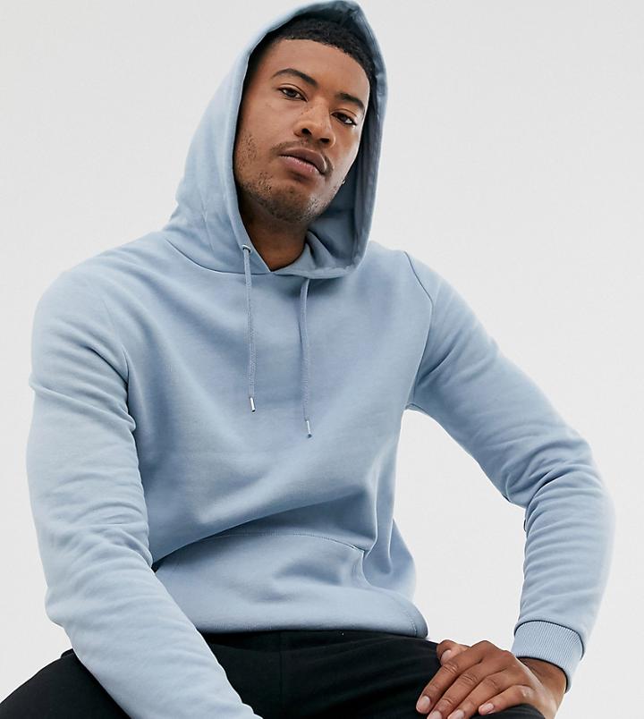Asos Design Tall Hoodie In Blue