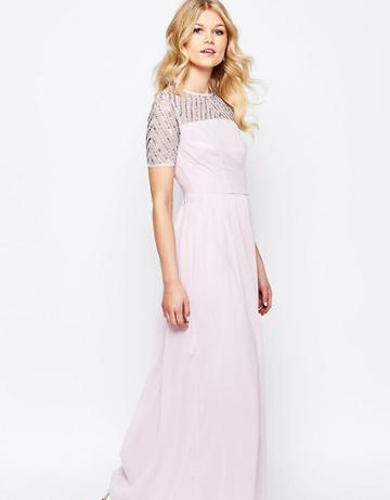 Maya Petite Chiffon Embellished Maxi Dress - Purple